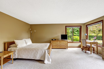 Bedroom with wooden furniture set