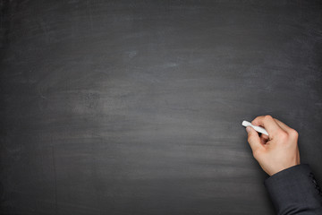 Hand on Empty Blackboard