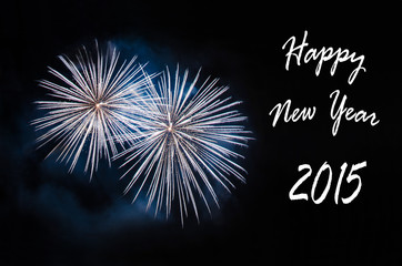 Happy New Year 2015 card with fireworks