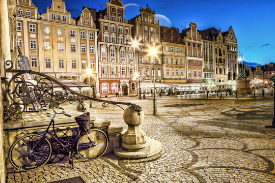 Fototapeta Wrocław Stare Miasto wieczorem.