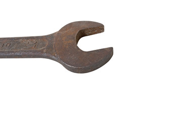 brown old wrench on a white background