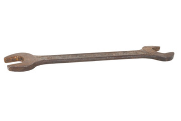 brown old wrench on a white background