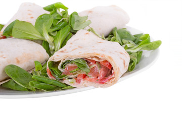 pita bread with salmon on a plate