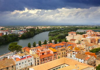 Naklejka na ściany i meble Tortosa with Ebro river from Suda castle