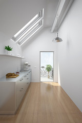 Dachgeschoss mit Küche und Balkon