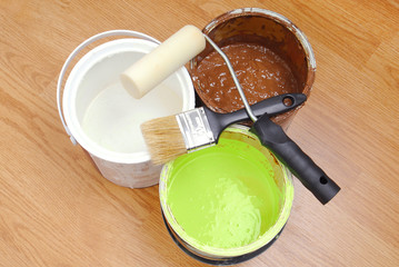 paint can and paint tools