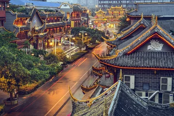 Zelfklevend Fotobehang China Chengdu, China in Qintai Street