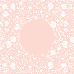 flowers, hearts, birds love nature circle frame background