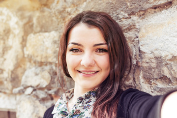 Selfie portrait of a beautiful woman