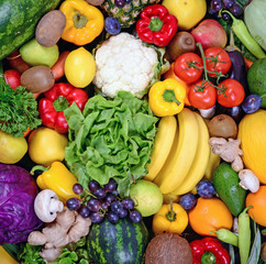 Fototapeta na wymiar Huge group of fresh vegetables and fruit - High quality studio s