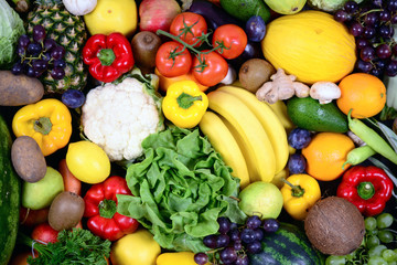 Fototapeta na wymiar Huge group of fresh vegetables and fruit - High quality studio s