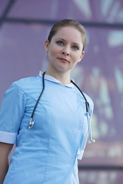 woman in medical clothing