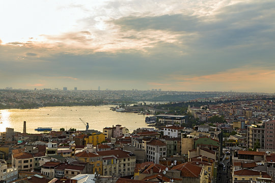 panorama of Golden Horn in Istanbul.