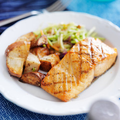 grilled salmon with asian slaw and roasted potatoes