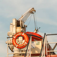 Hatteras, NC, USA - August 8, 2014 :  ferry transport boat at ca