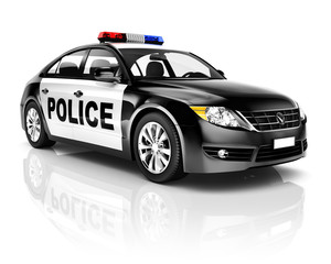 Contemporary Police Car Isolated on White
