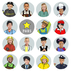 Group of Children with Various Jobs Concepts