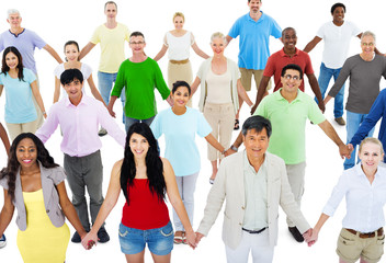 Obraz premium Multiethnic Group of People Holding Hands