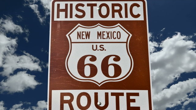 Route 66 Sign with Time Lapse Zoom