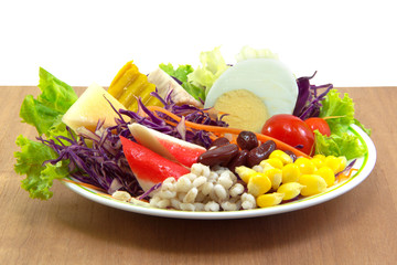 Salad plate on wood table