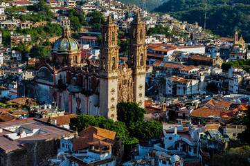 View over the Cathedral of Taxco, Guerreros, Mexico