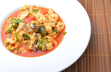 Fried Squid salted egg on white dish