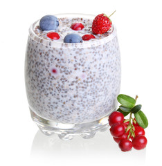 Chia seed pudding and forest berries