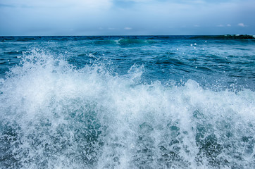 seascape with waves and sand beach