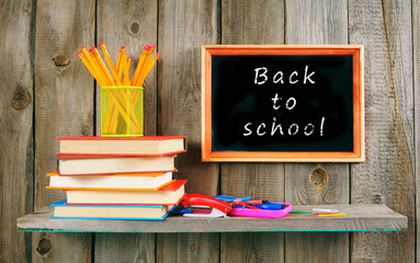 Back to school. Books and school tools .