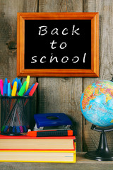 Back to school. Books and school tools .