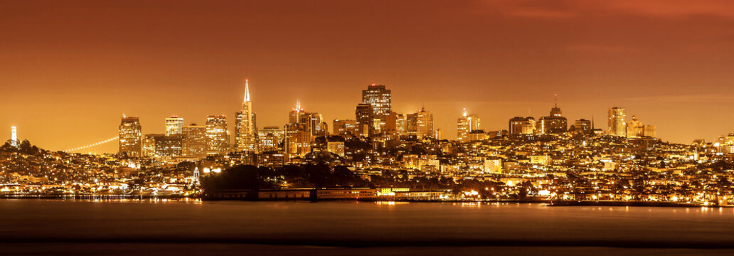 San Francisco skyline at night, USA.