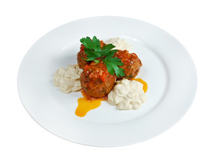 meatballs cooked with vegetables