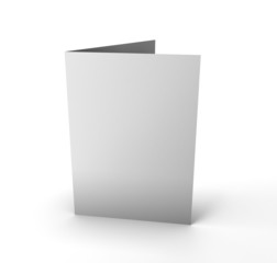 Blank folded leaflet white paper on white.