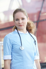 woman doctor with stethoscope