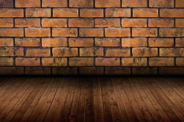 old room with brick wall, vintage background