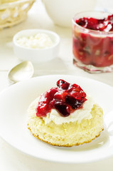 oat scones with cream cheese and caramelised plums