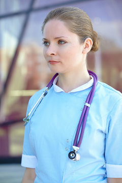 woman doctor with stethoscope