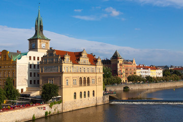 Prague.The Vltava river.Water tower.Museum.