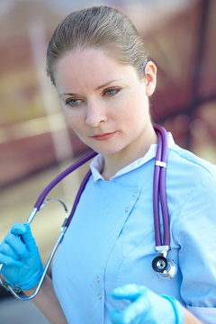 woman doctor with stethoscope