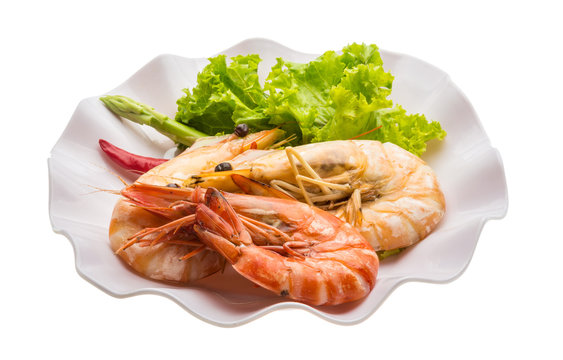 Boiled king prawns