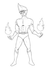 Outline illustration of a superhero