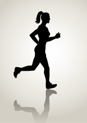 Fototapeta na wymiar Silhouette illustration of a female figure jogging