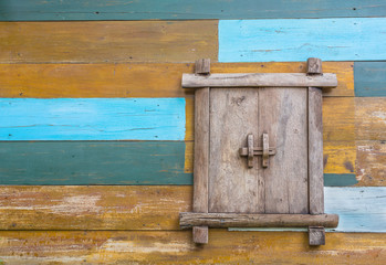 wooden window on wall