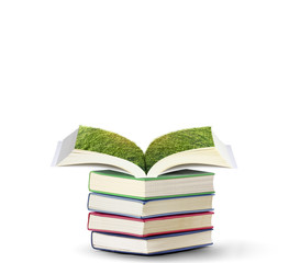 Open book with green tree