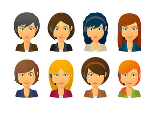 Telemarketing female avatars wearing headset