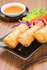 Spring rolls and sweet chili dip sauce
