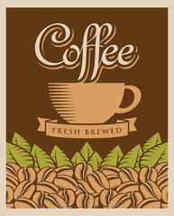 retro banner with coffee cup and beans