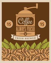 banner with a coffee grinder and beans