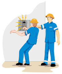 Individual employee being electrocuted and fainting 1