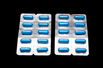 Blue Medication Capsules In Blister Pack